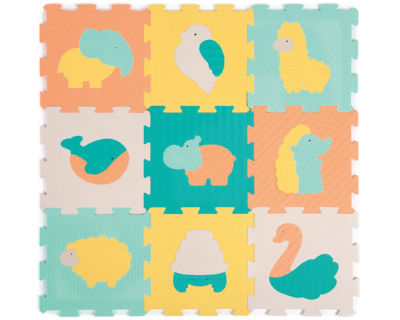 The Pastel Animals Foam is a comfortable surface to play and play big puzzle in 3D. The 9 interlocked tiles isolates baby from the cold and absorbs impacts. Hygienic, indoor-outdoor use.