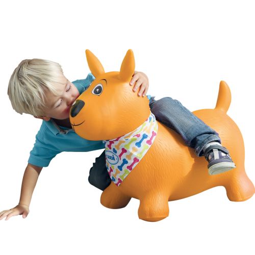 This bouncing dog will become the ideal friend of the tots. Baby grows and bounces with his small dog! Soft and thick plastic. Customisable Bandana.