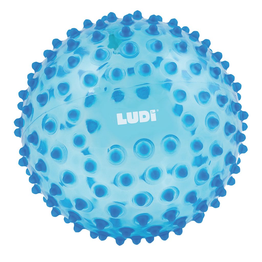 Balle Sensorielle Bleue - LUDI - Pour Bébé - Plastique Souple et Léger