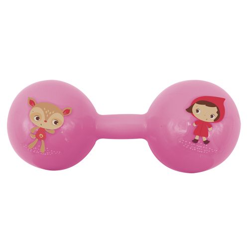 Soft plastic dumbbell. Rattle designed for very easy grasping. Develops your baby's dexterity. Hygienic.