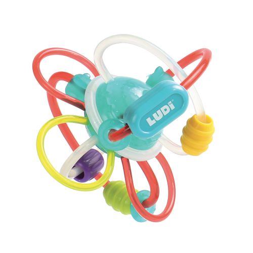 A unique and easy-grip ball for baby’s little hands. Textured pearls and see-through colours for a surprising visual effect! Fun rolling balls attract children’s attention.