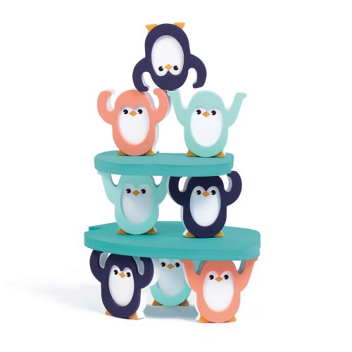 Testez l'équilibre de ses 8 pingouins ! Jeu de concentration à jouer également dans le bain. Flotte sur l'eau et se colle aux parois du bain. Inclus : 2 plateformes et 1 filet de rangement.