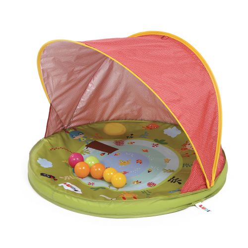 Baby Shelter is a small UV protection tent that provides protection from the wind and the sun's rays. 6 balls included. Add some water, and your baby can splash about and cool down.