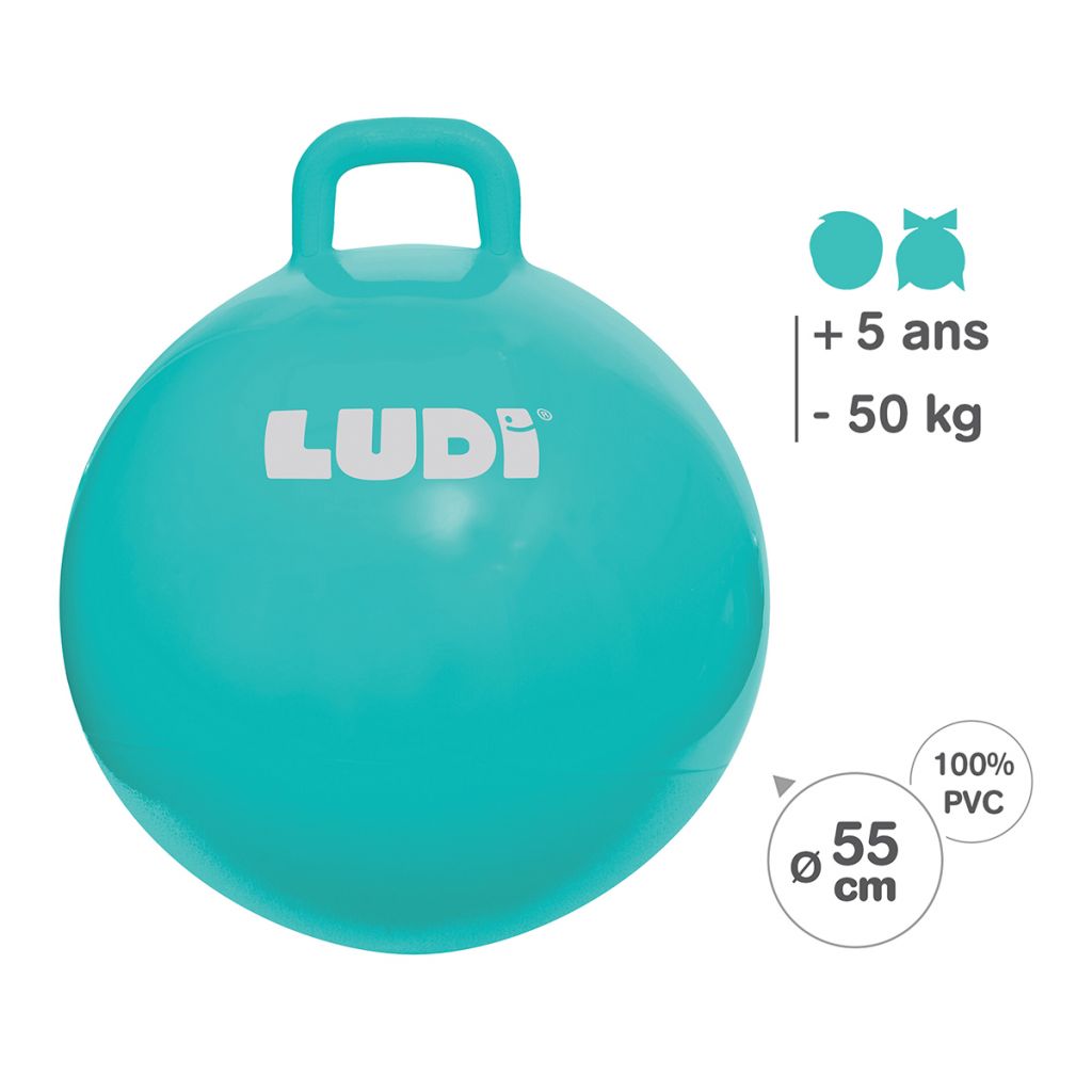 Ballon Sauteur 45cm Bleu - LUDI - Jeu d'éveil - Boutique BCD-Jeux