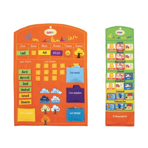 Basic week calendar, a weekly planner and calendar neatly packaged in one activity toy. Children can learn to find their bearings in time and to organise themselves.