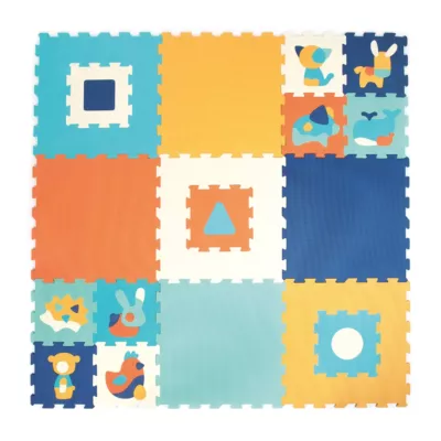 Tapis Mousse Jumbo de LUDI. Une grande surface de 180 x 180 cm, confortable pour jouer en sécurité ! Le tapis isole l’enfant du froid et amortit les chocs. Puzzle ludique : 2D, 3D ou jeu d’encastrement avec les petites dalles, les formes géométriques et les animaux. Hygiénique, utilisation indoor. Pour les enfants de plus de 10 mois. Référence produit 10014.