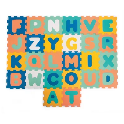 Letters Foam is a comfortable surface to play or a big puzzle in 3D. The both! The 9 interlocked tiles isolates baby from the cold and absorbs impacts.