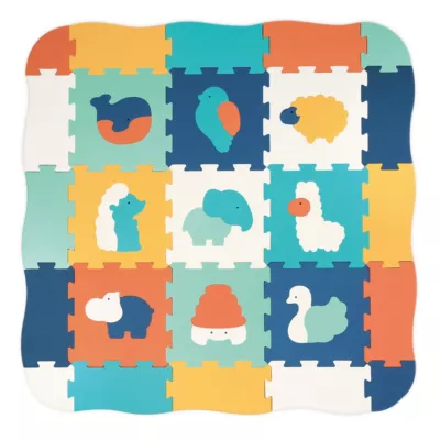 LUDI Foam Animal Mat with Borders Includes 9 tiles with animals to reassemble and fit together, plus 16 pieces to expand the mat or create borders. The mat insulates the child from the cold and absorbs shocks. This puzzle provides a comfortable surface for safe play! Product reference: LUDI 10025.