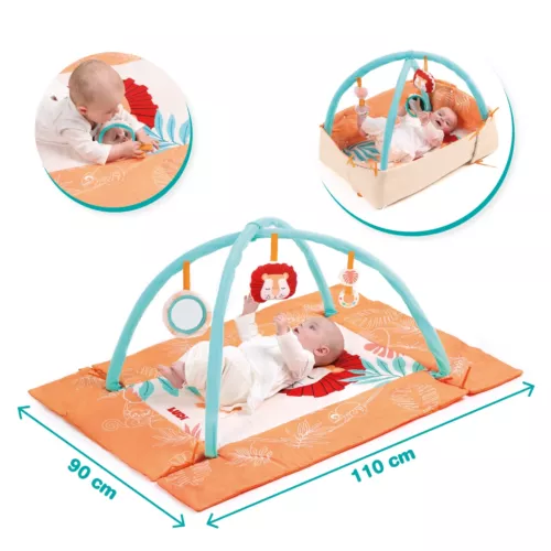 LUDI lion play mat. Removable arches. 3 detachable and repositionable sensory activities. From birth