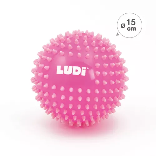 Two-coloured sensory balls from LUDI. A ball with soft pimples that develops baby's sense of touch while having fun. Ideal for learning to coordinate movements. Soft, light and hygienic plastic. For children from 6 months. Product reference 30068.