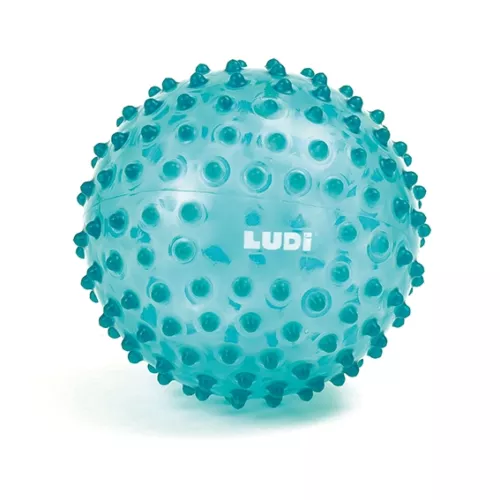 A ball with soft pimples that develops baby's sense of touch while having fun. Ideal for learning to coordinate movements. Soft, lightweight, hygienic plastic. From 6 months.