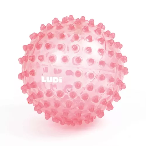 A ball with soft pimples that develops baby's sense of touch while having fun. Ideal for learning to coordinate movements. Soft, lightweight, hygienic plastic. From 6 months.