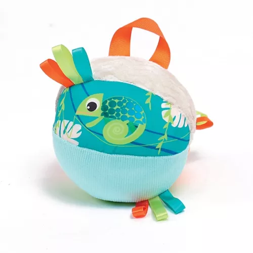 Chameleon fabric ball, bright colours and multiple textures. From 3 months.