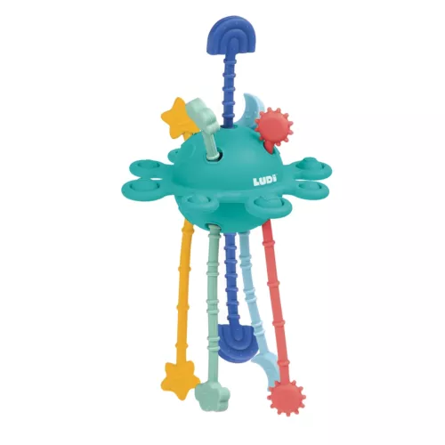 Multi-sensory stimulation toy. Its soft material, size and ergonomic shape make it easy to hold. Play with notches and pop bubbles to develop fine motor skills. From 10 months.