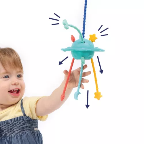 Multi-sensory stimulation toy. Its soft material, size and ergonomic shape make it easy to hold. Play with notches and pop bubbles to develop fine motor skills. From 10 months.