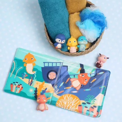 A bathtime or early-learning book accompanied by finger puppets that can be found in the story. From 10 months.