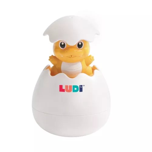 LUDI magic egg. An original and fun bath game! Dip the dino in the water and its head will pop out of the egg. Easy to catch, baby will enjoy watching the rain fall. For children over 10 months. Product reference 40060.