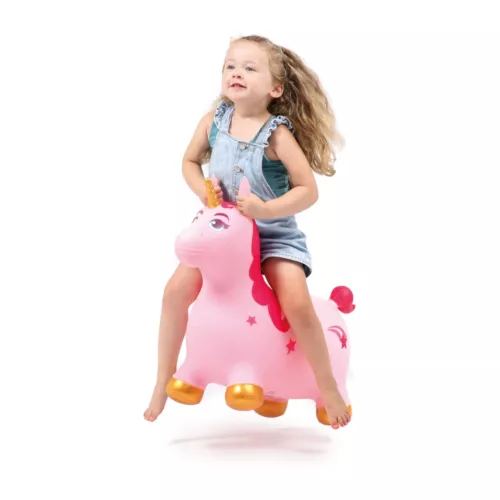 The pretty unicorn can be used like a jumping ball, with two ‘ear grips’ and a little golden horn. Little riders are ready for a wild ride! From 10 months.