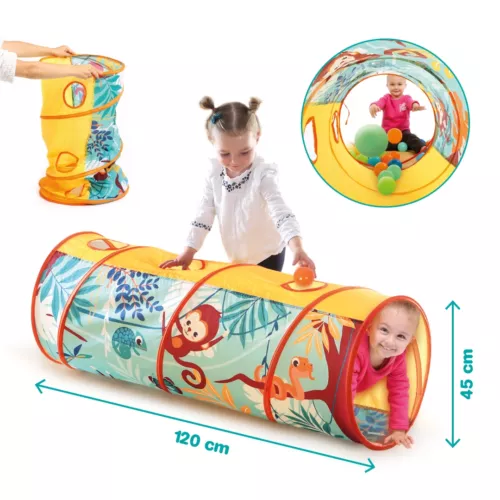 Jungle tunnel with 3 small holes to develop motor skills. From age 2.