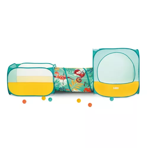 A large play area for group fun! Comprising a cube, a tunnel and a ball play area. Supplied with 30 balls to play with straight away! From age 2.