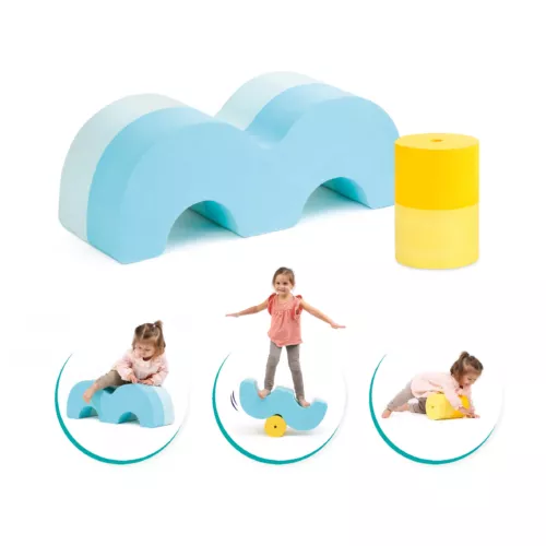 2 modules de motricité en mousse pour développer sa coordination et son équilibre. Une matière douce, légère mais très résistante pour imaginer toute sorte d'exercice. Modules évolutifs adaptés pour les petits et les grands. Dès 12 mois.