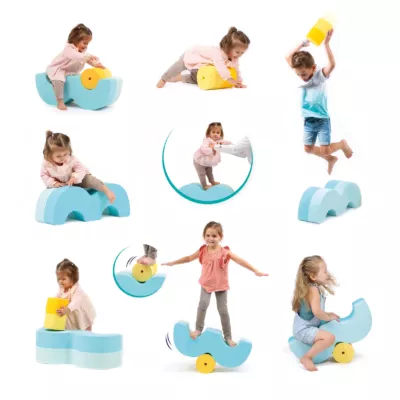 2 foam motor skills modules to develop coordination and balance. A soft, light but highly resistant material for all kinds of exercises. Evolving modules suitable for young and old. From 12 months.